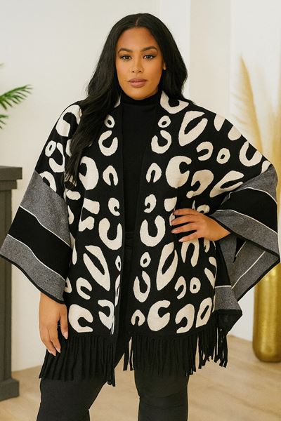 Picture of CURVY GIRL CASHMERE JACKET WITH LEOPARD PRINT